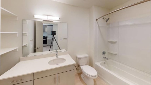 Picasso Bleu Bathroom at Paperbox Lofts, Salt Lake City, Utah