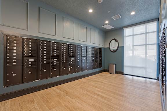 A long row of mailboxes at SevenO2 Main Apartments, Salt Lake City, Utah