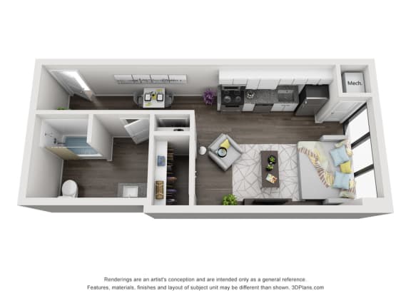 Studio 1 bath at Brickside Heights Apartments, Utah, 84106