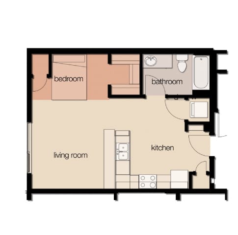 Studio 1 bath at Wilmington Flats Apartments, Utah, 84106