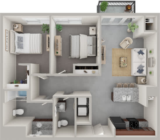 2 bed 2 bath A The Maple Floorplan at Wilmington Flats Apartments, Utah