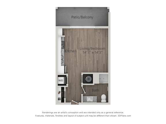 Studio 1 bathroom A at City View St. George, St. George, 84770