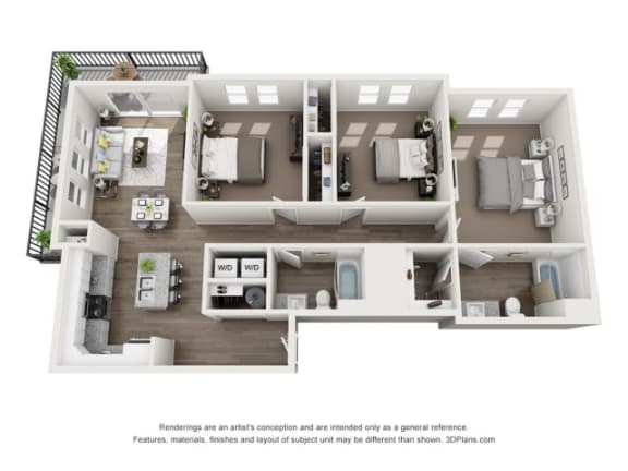3 bed 2 bath The Skyline