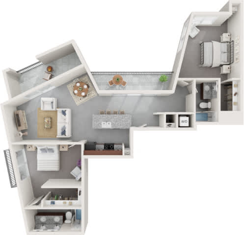 2 bed 2 bath The Sycamore Floorplan at Wilmington Flats Apartments, Utah, 84106