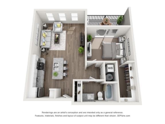 1 bed 1 bath The Woodward