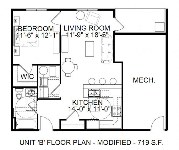 2 bed 2 bath floorplan C at Red Rock Apartments, South Dakota 57702