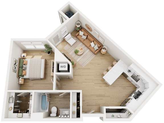 1 bed 1 bath Floorplan A at The Vue At Desert Color Apartments, St. George, Utah
