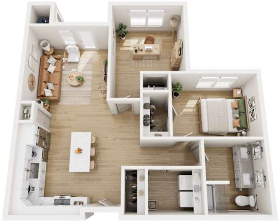 1 bed 1 bath B Floorplan at The Vue At Desert Color Apartments, St. George
