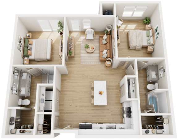 2 bed 2 bath A Floorplan at The Vue At Desert Color Apartments, Utah, 84790