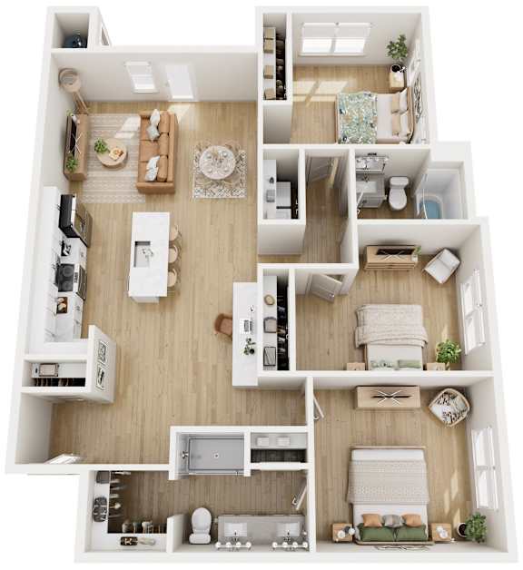 3 bed 2 bath Floorplan at The Vue At Desert Color Apartments, St. George, UT