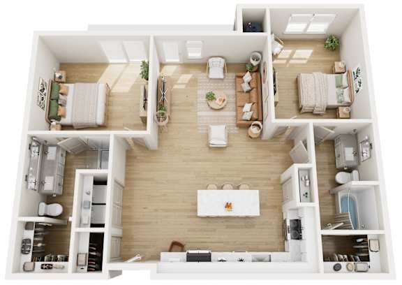 2 bed 2 bath C Floorplan at The Vue At Desert Color Apartments, St. George 84790