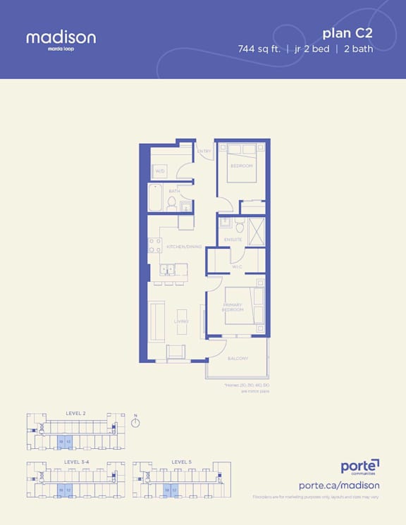 A blueprint of a floor plan for a Madison hotel room.