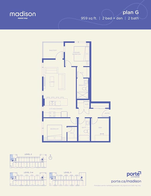 A floor plan for a Madison property shows two bedrooms and two bathrooms.