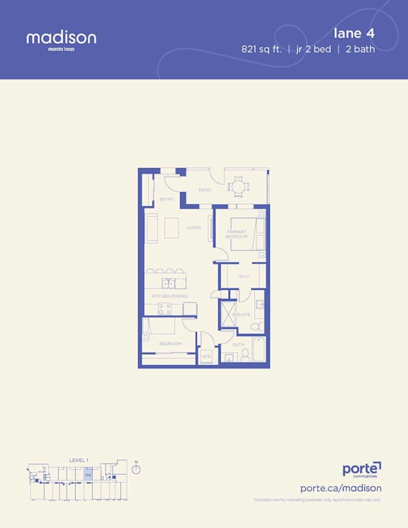 A blueprint of a floor plan for a Madison property.