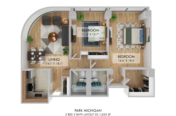 Floor Plan  Park Michigan 2 Bedroom Layout 02 Floor Plan