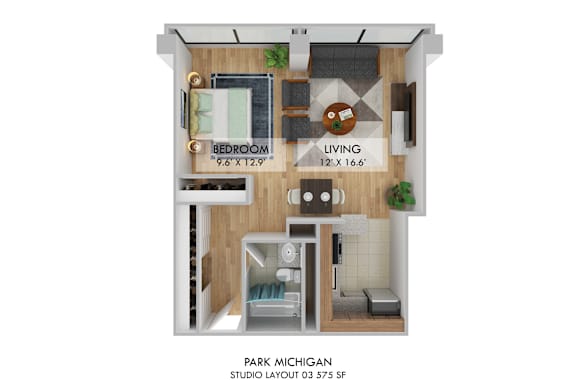 Floor Plan  Park Michigan Studio Layout 03 Floor Plan