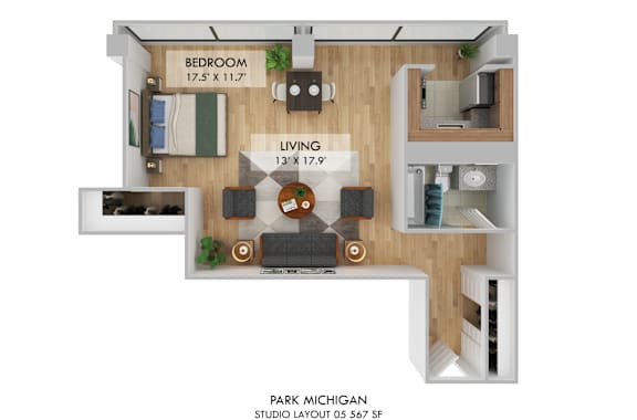 Floor Plan  Park Michigan Studio Layout 05 Floor Plan