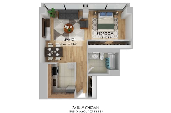 Floor Plan  Park Michigan Studio Layout 07 Floor Plan