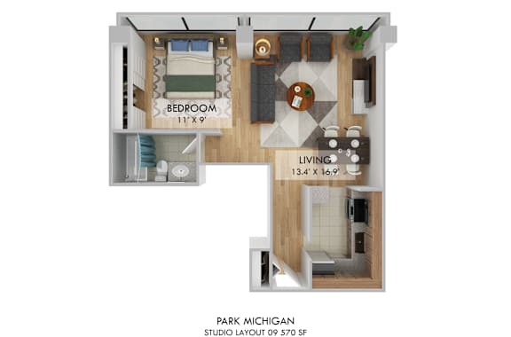 Floor Plan  Park Michigan Studio Layout 09 Floor Plan