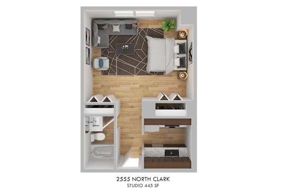 2555 North Clark Studio Floor Plan