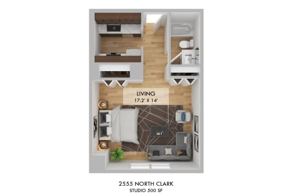 Floor Plan  2555 North Clark Studio Floor Plan