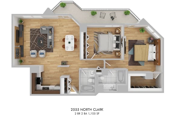 2555 North Clark 2 BR Floor Plan