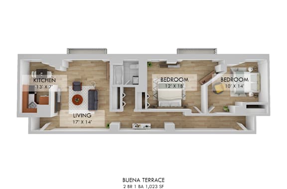 Buena Terrace Two Bedroom Floor Plan