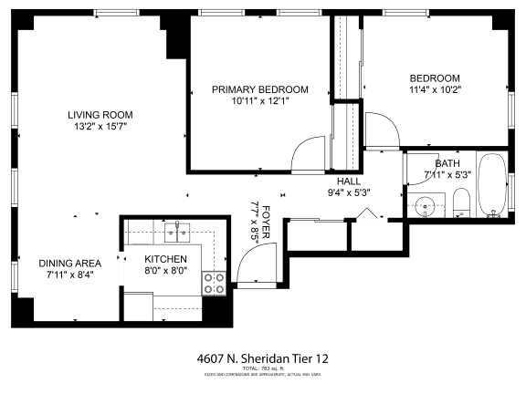 Sheridan Plaza Tier 12 Two Bedroom Floor Plan