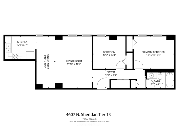 Sheridan Plaza Tier 13 Two Bedroom Floor Plan