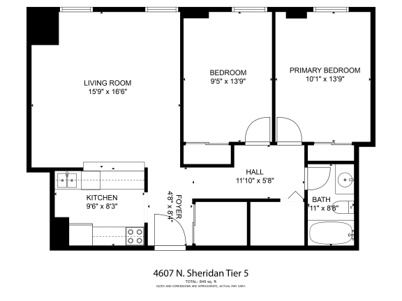 Sheridan Plaza Tier 5 Two Bedroom Floor Plan