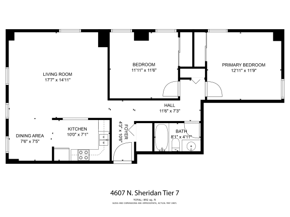 Sheridan Plaza Tier 7 Two Bedroom Floor Plan