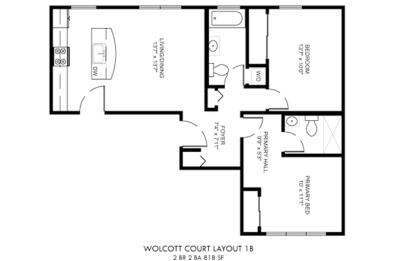 Wolcott Court 2 Bedroom Floor Plan