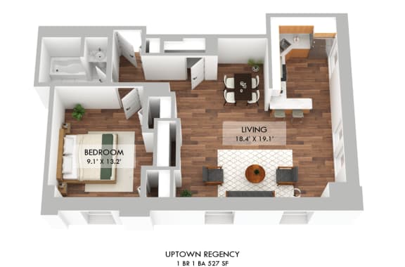 Uptown Regency One Bedroom Floor Plan