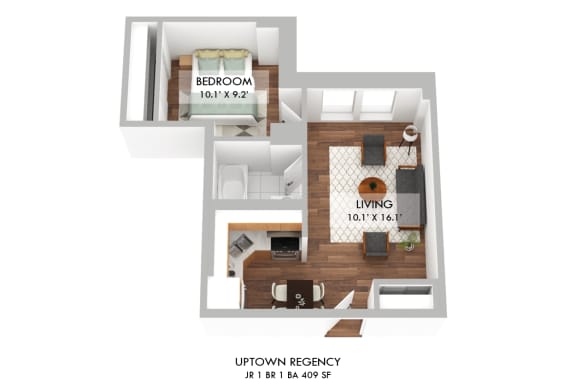 Uptown Regency Jr. One Bedroom Floor Plan