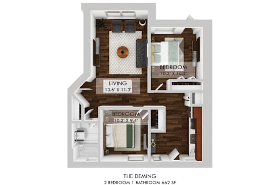 The Deming 2 Bedroom Apartment Floor Plan
