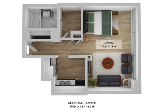 Sheridan Tower Studio Floor Plan