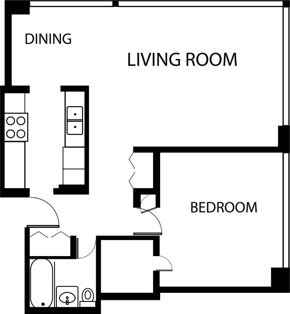 Sheridan Tower One Bedroom Floor Plan