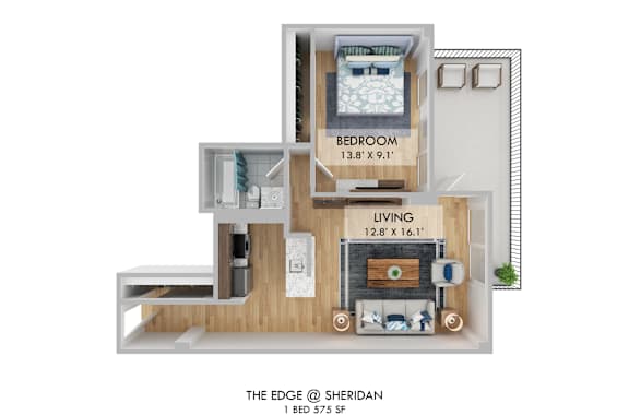 The Edge One Bedroom Floor Plan