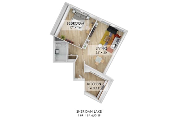 Sheridan Lake 1 BR B Floor Plan