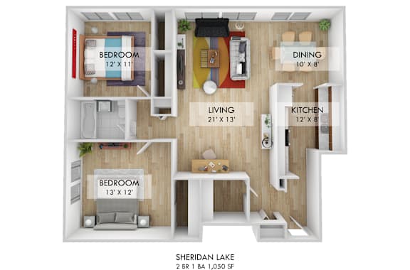 Sheridan Lake 2 BR Floor Plan