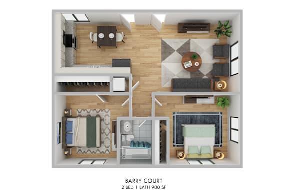 Barry Court Two Bedroom Floor Plan