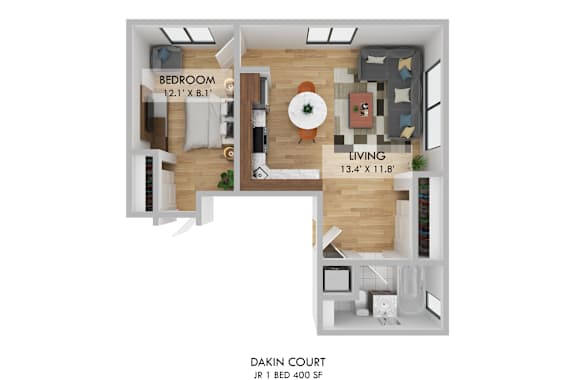 Dakin Court Jr One Bedroom Floor Plan