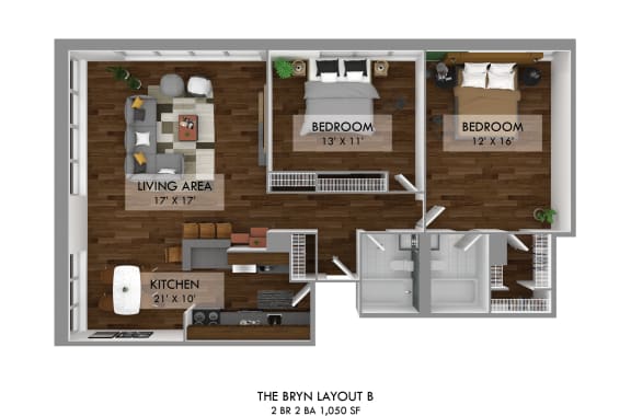Floor Plan  The Bryn Two Bedroom Floor Plan