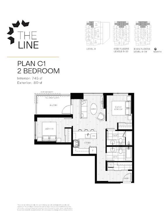 A black and white image of a floor plan for a 2 bedroom apartment.