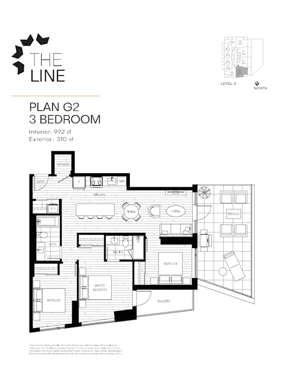 A black and white image of a floor plan for a 3 bedroom apartment.