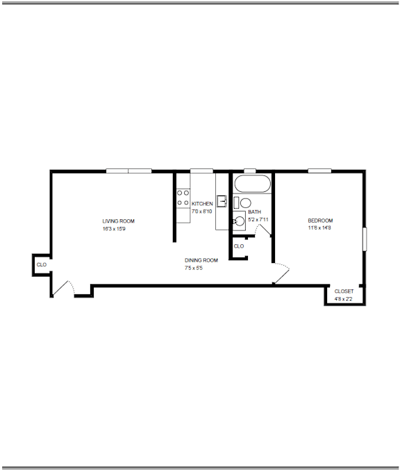 a floor plan of a 1 bedroom floor plan  apartments for rent in scarsdale