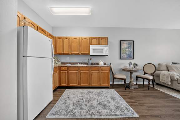 Kitchen with Cabinets at Lakeview Senior Living Apartments, Lakewood, CO 80227