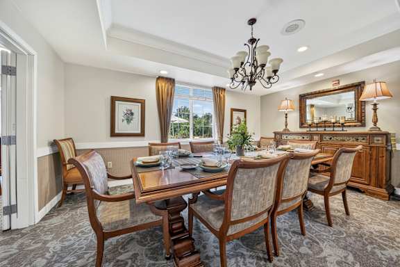 Dining room at Lakeview Senior Living Apartments, Lakewood, CO