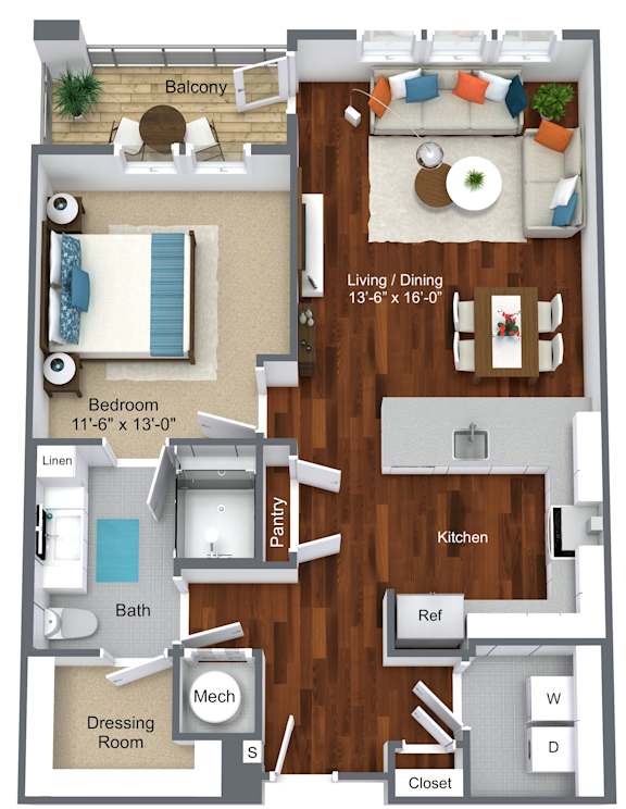 Floor Plan  Ardmore 55plus senior apartment at Canvas Valley Forge.