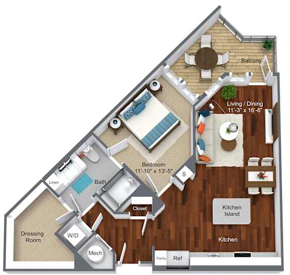 Floor Plan  Berywn 55+ apartment - 1 bedroom, 1 bathroom